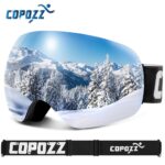 COPOZZ Anti-Fog Ski Goggles Spherical Frameless Ski Snowboard Snow Goggles 100% UV400 Protection Anti-Slip Strap for Men Women