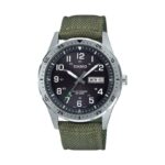 Casio MTP-S120L-3AV, Men’s Watch, Green Nylon, Black Dial, Date, Solar Battery