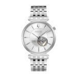 Bulova Regatta Men’s Automatic Exibition Caseback Silver Slim Watch 40MM 96A235