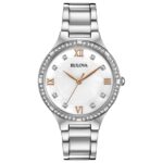 Bulova Phantom Women’s Crystal Accent Roman Silver Tone Quartz Watch 34MM 96L264