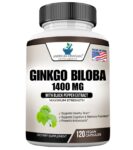 Organic Ginkgo Biloba 1400mg, Ginko Biloba Leaf, 120 Veggie Caps