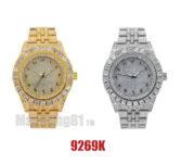 MEN’S ICED LUXURY GOLD PLATED SIMULATED DIAMOND METAL BAND WRIST HIP HOP WATCH