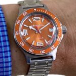 Vostok Komandirskie 740383 Russian Military Watch Automatic Orange Dial 20 ATM