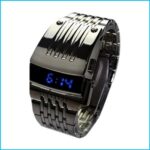 Men Digital Big Wristwatch LED Display Watch Stainless steel Free shipping