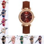 Fashion Women Leather Casual Watch Analog Quartz Crystal Wristwatches Bracelet