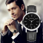 Fashion Men’s Business Watches Leather Military Alloy Analog Quartz Wrist Watch