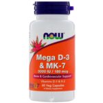 Now Foods MEGA D-3 & MK-7,  5000 IU, 180 mcg – 60 capsules VITAMIN D3 & K2