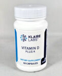 Klaire Labs Vitamin D Plus K ~ 60 Capsules 5000 IU Vitamin D3 Vitamin K2 MK-7