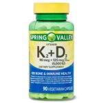 Spring Valley Vitamin K2 (90mcg) + D3 (125mcg) 90 Count Vegetarian 1 Pack