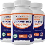 (3 Pack) Vitamatic Vitamin B12 1000 mcg Fast Dissolve 365 Tablets-Berry Flavor