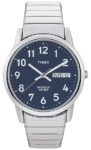 Timex T20031, Easy Reader, Men’s, Silvertone Expansion, Indiglo, Day/Date