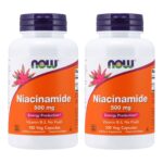 2 x NOW Niacinamide Vitamin B 3 500 mg Energy Production 100 Veg Capsules