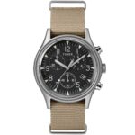 Timex Men’s Watch MK1 Quartz Chronograph Black Dial Tan Nylon Strap TW2T10700