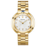 Bulova Rubaiyat Women’s Quartz Gold Tone White Dial Watch 35MM 97P125