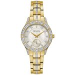 Bulova Women’s Quartz Crystal Accents Gold Stainless Steel Watch 31mm 98L283