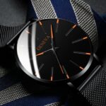 Mens Minimalist Ultra Thin Fashion Stainless Steel Mesh Belt Quartz Wrist Watch