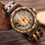 Luxury Quartz Wood Watch for Men Full Wooden Unique Hollow Dial Wristwatches