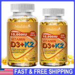 Vitamin K2 (MK7) with D3 10,000 IU Supplement, BioPerine Capsules, Immune Health