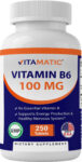 Vitamatic Vitamin B6 (Pyridoxine HCI), 100mg 250 Vegetarian Tablets