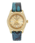 Philipp Plein Womens Queen IP Yellow Gold 36mm Strap Fashion Watch