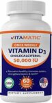 Vitamatic Vitamin D3 Weekly Dose 50000 IU Cholecalciferol 60 Veggie Capsules.