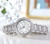 Diamonique Bracelet Watch with Two Bezels 3 ATM NEW QVC TESTED