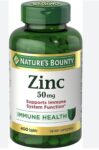 NATURES BOUNTY ZINC 50mg 400 ct Tablets Supports SYSTEM FUNCTION Immune Health