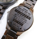 Love the day I met you Engraved Link Wooden Wristwatch Anniversary Birthday Gift