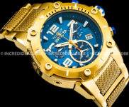 Invicta Men SPEEDWAY SWISS Chronograph BLUE Dial 18Kt GOLD Bracelet 52mm Watch