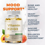 Vitamin K2+D3 Capsules 5000IU – Heart, Bone, and Tooth Health, Immune Support