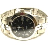 RARE TISSOT PR50 SWISS WATCH Stainless w/ Black Dial & Silver Roman Numerals