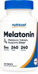 Nutricost Melatonin 5mg, 240 Tablets – 5mg Per Serving, Non-GMO, Gluten Free