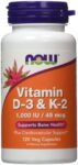 Now foods Vitamin D-3 & K-2 1000 IU 120 caps Vitamin C Healthy Bones Teeth 8/24