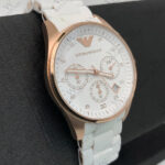 New Emporio Armani AR5920 Rose Gold & White Sportivo Silicone Women Ladies Watch