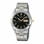 NEW SEIKO SGFA09 SILVER+GOLD 2 TONE,BLACK DIAL,STAINLESS STEEL,BRACELET WATCH