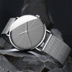 Ultra Thin Minimalist Trendy Men Watch Slim Strap Stainless Steel Quartz Watch