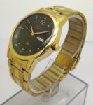 Seiko Quartz Day-Date Black Dial Gold Plated Men’s Wrist Watch Working Order