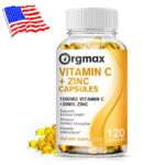 Vitamin C & Zinc Capsules 1000mg Complex Supplement Vegetarian 120 Capsules