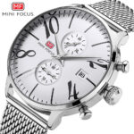 MINI FOCUS Fashion Quartz Watch Men Stainless Steel Business Waterproof Watches