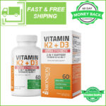 Vitamina K2 (MK7) con D3 Suplemento EXTRA FUERTE para Salud de Huesos y Corazon