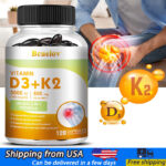 Vitamin K2 (MK7) with D3 5000 IU Supplement, BioPerine Capsules, Immune Health