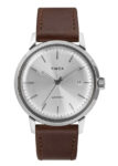 Timex Classics Brown Leather Silver Dial Auto SS Watch TW2T22700ZV