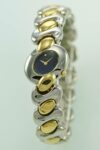 Seiko SXNC40 Watch Womens Silver Gold Stainless Steel Water Resist Blue Quartz