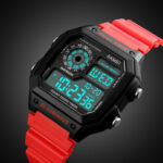 SKMEI Men Watch Rectangle LED Sport Electronic Wristwatch Alarm Watches Digital