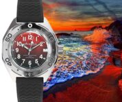 New Mens Automatic Watch Vostok Amphibian 67069B Red Dial Waterproof  20 ATM