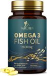 Omega 3 Fish Oil Capsules 3x Strength 2400mg EPA & DHA, Highest Potency