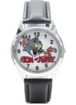 Tom & Jerry Cartoon Black Genuine Leather Band Wrist Watch