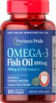 Puritan’s Pride Omega-3 Fish Oil 1000 mg (300 mg Active Omega-3) – 100 Softgels