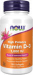 NOW Supplements Vitamin D-3 1000 IU-High Potency-180 Softgels-Structural Support