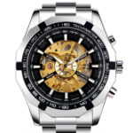 Men’s Stainless Steel Band Skeleton Dial Automatic Mechanical Watch Wrist Watch